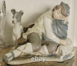 Lladro NAO Spain Porcelain Figurine Sleeping Shepard Boy & Dog 11x8x7 Excell