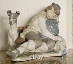 Lladro NAO Spain Porcelain Figurine Sleeping Shepard Boy & Dog 11x8x7 Excell