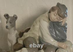 Lladro NAO Spain Porcelain Figurine Sleeping Shepard Boy & Dog 11x8x7 Excell
