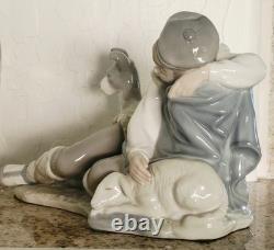 Lladro NAO Spain Porcelain Figurine Sleeping Shepard Boy & Dog 11x8x7 Excell