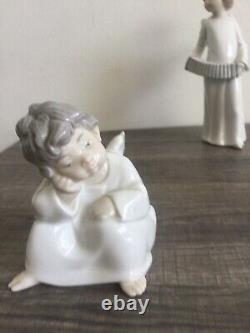 Lladro Nao Angels Vintage Figurines Music Player Listening Angels Made In Spain