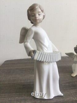 Lladro Nao Angels Vintage Figurines Music Player Listening Angels Made In Spain