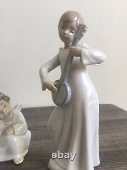 Lladro Nao Angels Vintage Figurines Music Player Listening Angels Made In Spain