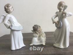 Lladro Nao Angels Vintage Figurines Music Player Listening Angels Made In Spain