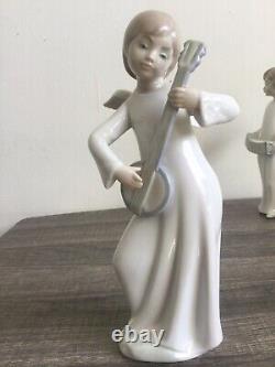 Lladro Nao Angels Vintage Figurines Music Player Listening Angels Made In Spain