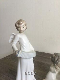 Lladro Nao Angels Vintage Figurines Music Player Listening Angels Made In Spain