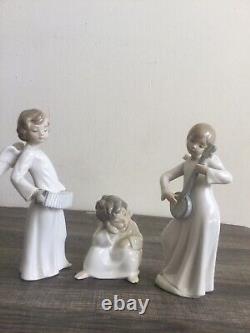 Lladro Nao Angels Vintage Figurines Music Player Listening Angels Made In Spain