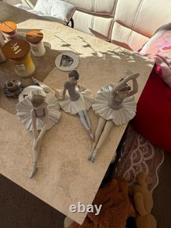 Lladro Nao Ballerina Figurines Set Of 3 White/Grey Glossy Mint Condition