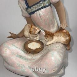 Lladro Nao Daisa Spain Sculpture Figurine Woman Cats Bowl Kittens Gift RARE