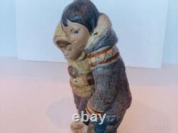 Lladro Nao Daisa Spain porcelain statue sculpture Arctic boy girl Eskimo Inuit