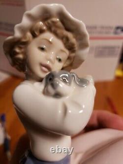 Lladro Nao Figure A Big Hug A Girl & Her Puppy 7 in