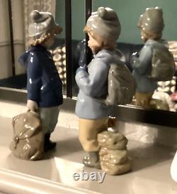 Lladro Nao Figures (2)girl With Dog & Ready For An Excursion Excellent Condition