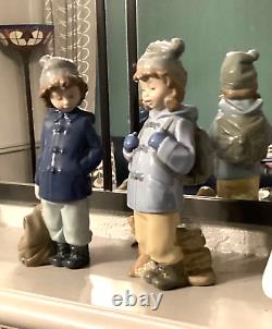 Lladro Nao Figures (2)girl With Dog & Ready For An Excursion Excellent Condition