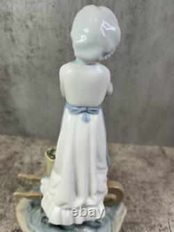 Lladro Nao Figurine 1983 DAISA Garden Girl #410 Farm Wheelbarrow Shovel 7.75