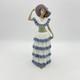 Lladro Nao Figurine 6319 Lady Girl Blue White Layered Dress Hat Tango Dancer