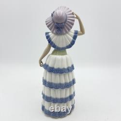 Lladro Nao Figurine 6319 Lady Girl Blue White Layered Dress Hat Tango Dancer