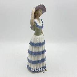 Lladro Nao Figurine 6319 Lady Girl Blue White Layered Dress Hat Tango Dancer