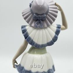 Lladro Nao Figurine 6319 Lady Girl Blue White Layered Dress Hat Tango Dancer