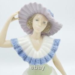 Lladro Nao Figurine 6319 Lady Girl Blue White Layered Dress Hat Tango Dancer