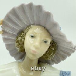 Lladro Nao Figurine 6319 Lady Girl Blue White Layered Dress Hat Tango Dancer