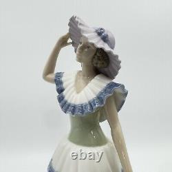 Lladro Nao Figurine 6319 Lady Girl Blue White Layered Dress Hat Tango Dancer