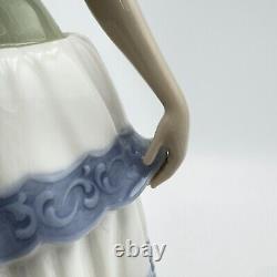 Lladro Nao Figurine 6319 Lady Girl Blue White Layered Dress Hat Tango Dancer