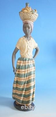 Lladro Nao Figurine Antillana Woman with Fruit Basket Ceramic Large 51cm (F026-489)