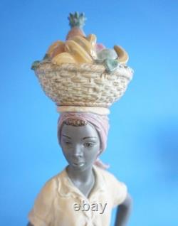 Lladro Nao Figurine Antillana Woman with Fruit Basket Ceramic Large 51cm (F026-489)