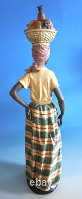 Lladro Nao Figurine Antillana Woman with Fruit Basket Ceramic Large 51cm (F026-489)