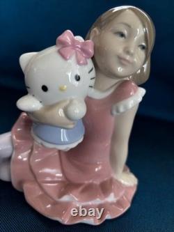 Lladro Nao Hello Kitty Ceramic Figure Pink, 8 tall, used, no box