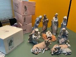 Lladro Nao Nativity Kings Gaspar 412 Melchor 413 Baltasar 414 Buey 309 +6 figure