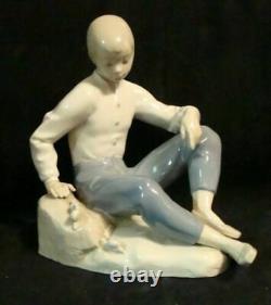 Lladro Nao No. 175 Boy Figure w Snails Handpainted Porcelain