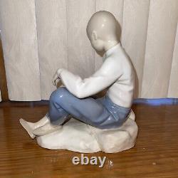 Lladro Nao No. 175 Boy Figure with Snails Porcelain RARE & Vintage