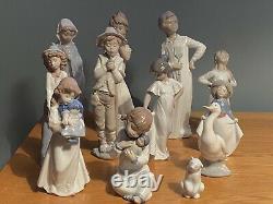 Lladro Nao Porcelain China Figures x 12. Excellent Condition Job Lot