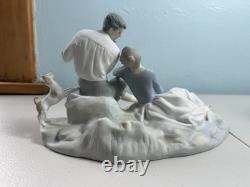 Lladró Nao Porcelain Figurine Flute Player Man And Woman With Dog Matte Finish