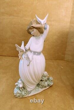 Lladro Nao Rare Girl With Doves #423 Mint Condition In Original Box 10 Tall