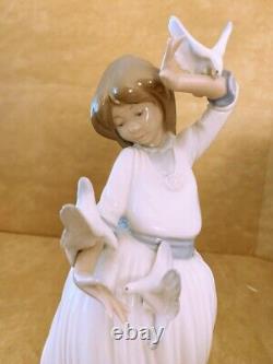 Lladro Nao Rare Girl With Doves #423 Mint Condition In Original Box 10 Tall