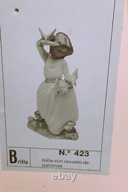 Lladro Nao Rare Girl With Doves #423 Mint Condition In Original Box 10 Tall