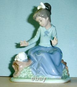 Lladro Nao STORIES To LULU Let's Rest Figurine 1091 Girl & Puppy on Log Boxed