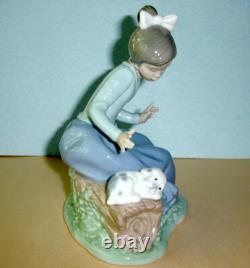 Lladro Nao STORIES To LULU Let's Rest Figurine 1091 Girl & Puppy on Log Boxed