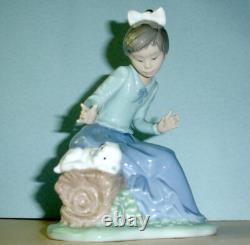 Lladro Nao STORIES To LULU Let's Rest Figurine 1091 Girl & Puppy on Log Boxed