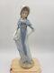 Lladro Nao Woman Lady with Bonnet, Shawl & Long Blue Dress Made In Spain #290
