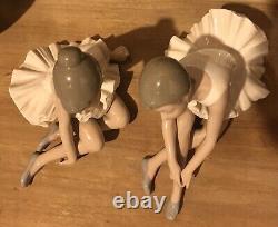 Lladro Pair of Sitting Spanish Porcelain Ballet Dancers Figurines Nao Signed