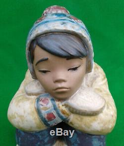 Lladro Pensive Eskimo Boy Gres Finish 2159