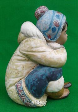 Lladro Pensive Eskimo Boy Gres Finish 2159