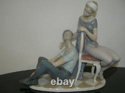 Lladro Porcelain #4992 Ballet Dancers Resting Man Woman On Chair Large Piece