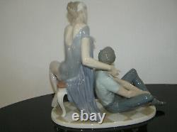 Lladro Porcelain #4992 Ballet Dancers Resting Man Woman On Chair Large Piece