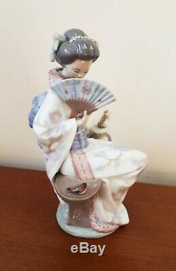 Lladro Porcelain 5327 Nippon Lady Geisha With Fan & Bird S. Debon Retired