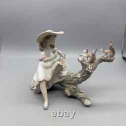 Lladro Porcelain Figurine Girl Feeding Squirrels Springtime Friends 06140