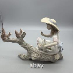 Lladro Porcelain Figurine Girl Feeding Squirrels Springtime Friends 06140